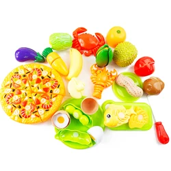 Cutting Fruits Vegetables Set, 18 Pack Play Kitchen Plastic Cutting Food for Kids Pretend Play Kitchen Toys Educational Food Toy