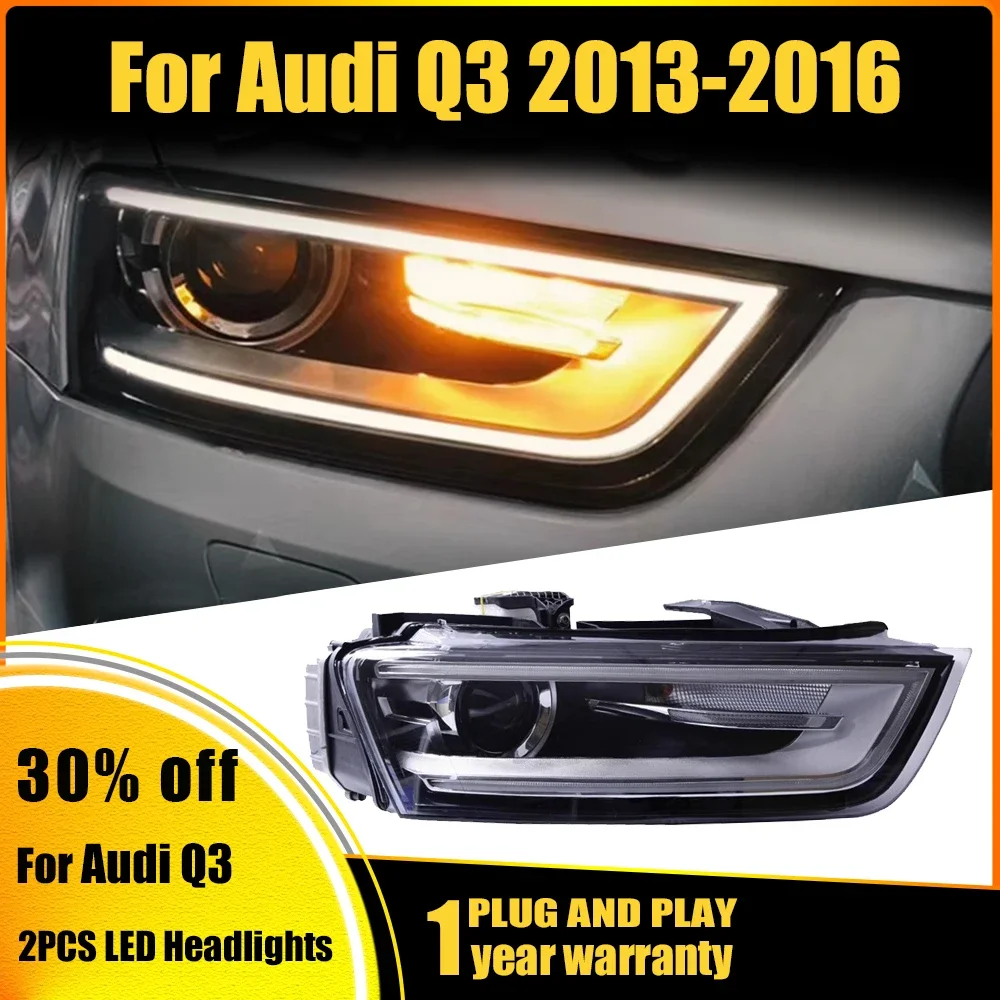 Headlights For Audi Q3 2013 2014 2015 2016 Accessories Upgrade High Configure Xenon Hi Low Beam Led DRL Headlamp Assembly Right