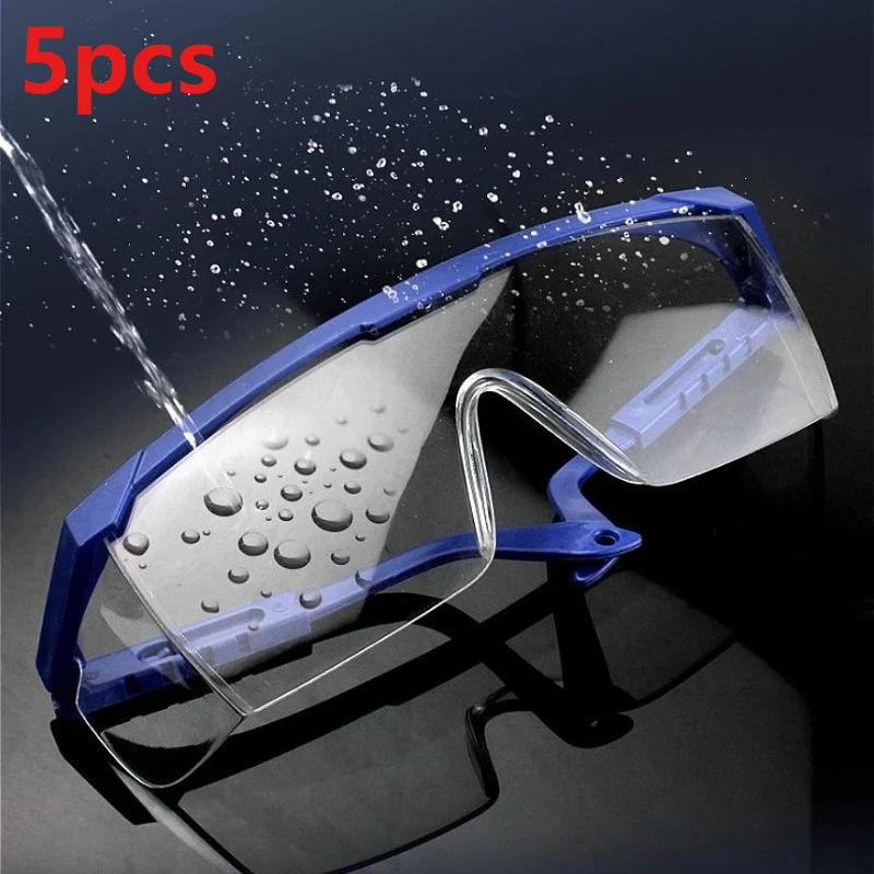 5pcs Work Safety Glasses Eye Protection Goggles Chemical Goggles Anti-Splash Windproof Dustproof Protective Glasses for Cycling
