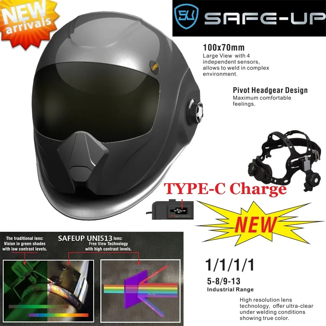 SAFEUP Welding Mask Helmet Auto Darkening Adjustable 4/5-8/9-13 MIG MMA Electric Welding Lens for Welding Machine