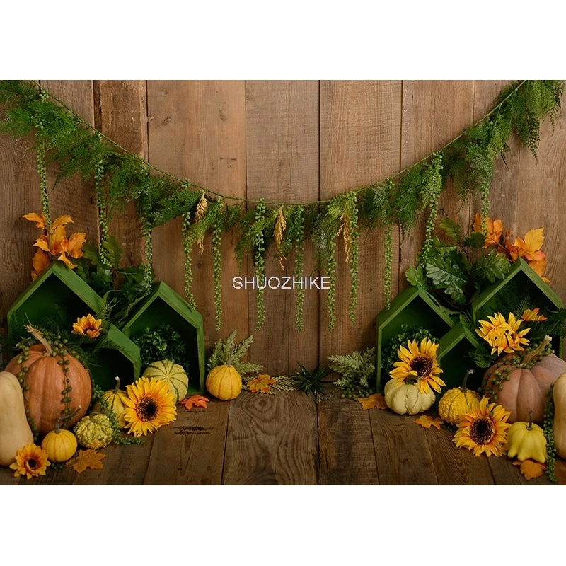 

Green Spring Easter Day Photography Backdrops Props Hare Rabbits Colorful Eggs Wood Photo Studio Background FJ-03