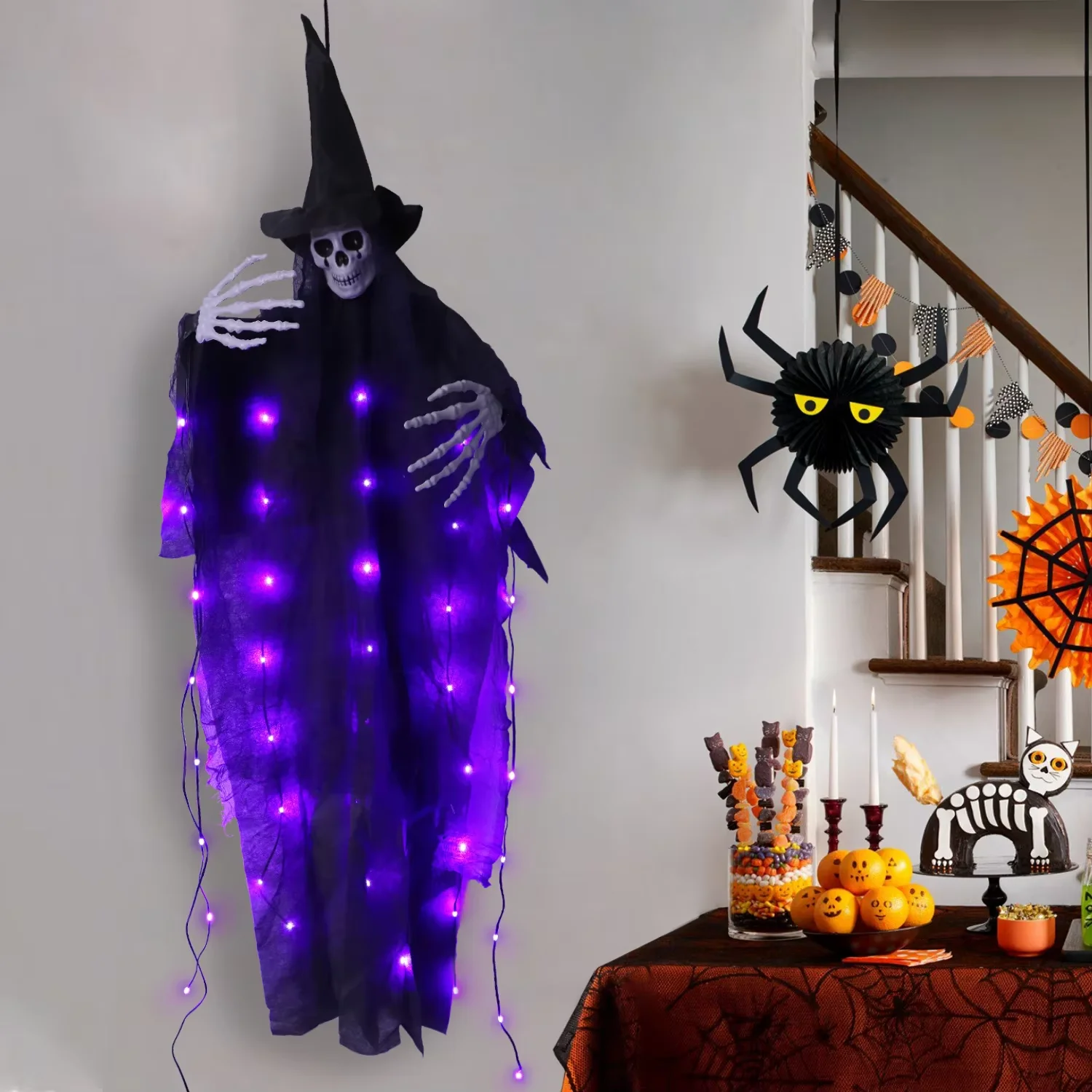 Halloween ghost called voice activated  Haunted House Secret Room hanging  horror decorative lights