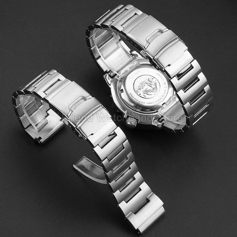 For Seiko Prospex Landmaster SRP313/D25 SKX781 Stable Mechanical Electroplatable Surface Flexible Steel Watch Strap 20mm