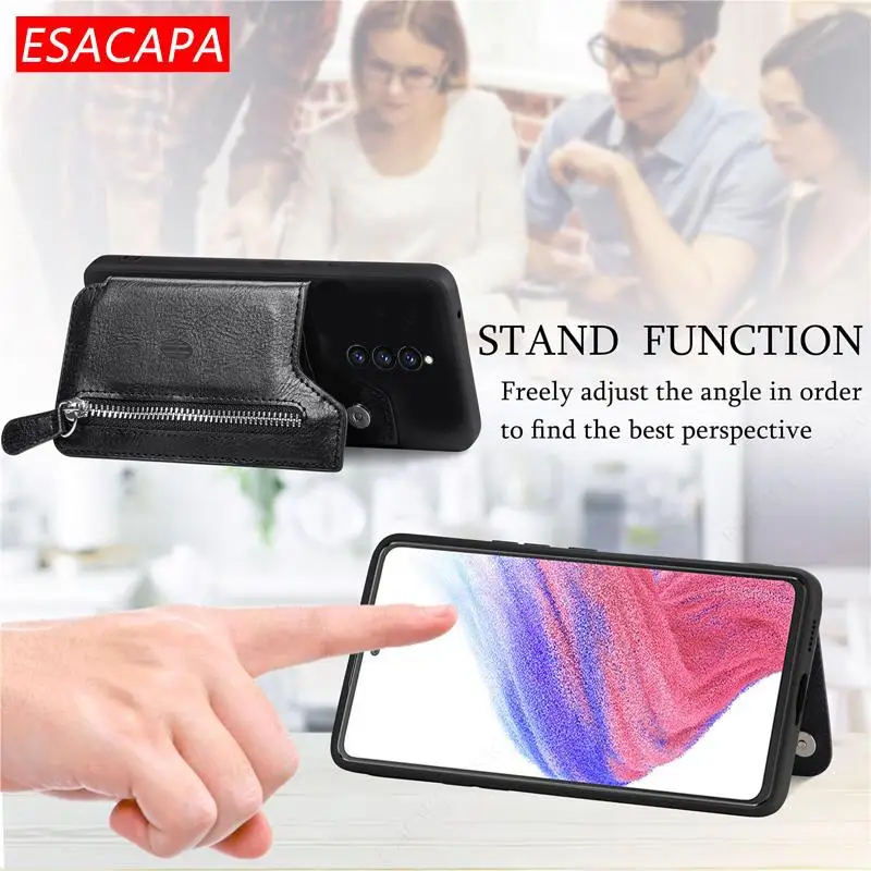 Zipper Wallet Leather Phone Case For Oneplus 12 12R Card Stand Holder Soft TPU Shockproof Back Cover For Oneplus 11 Pro 10T9  8T