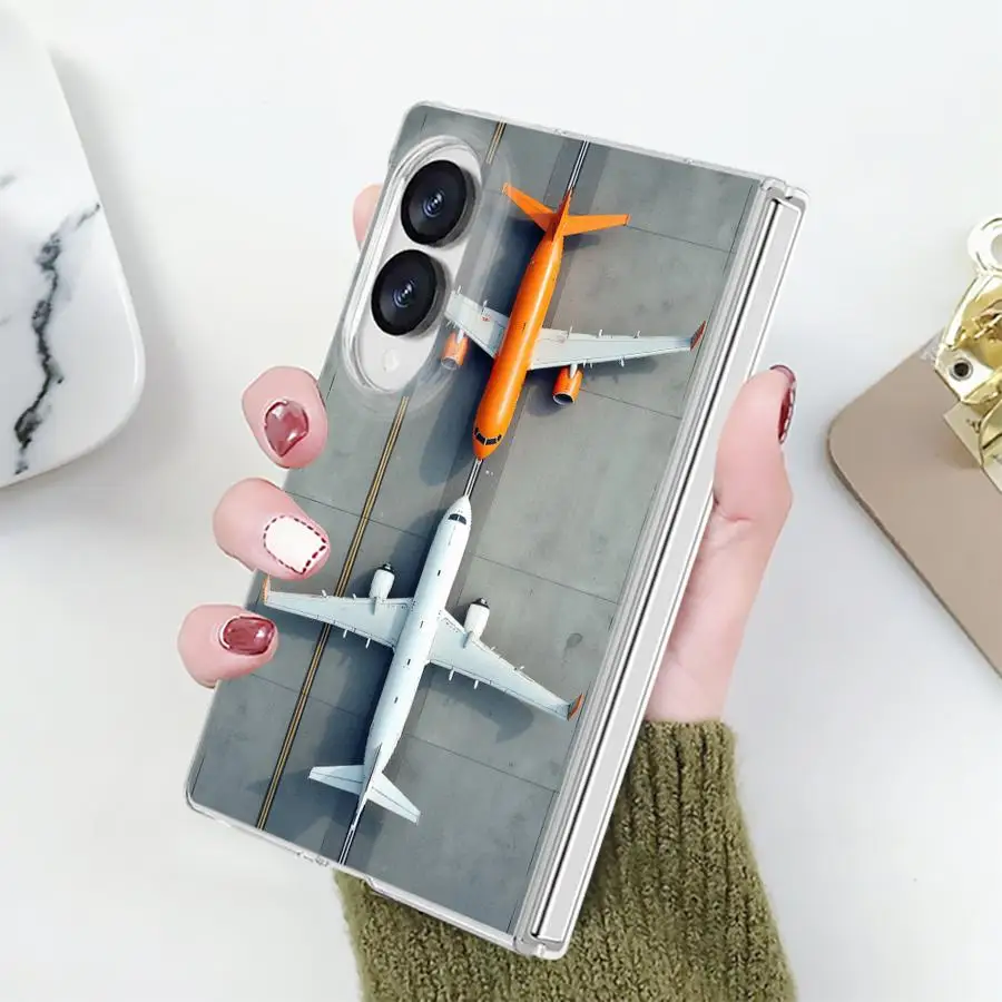 Phone Cover Case for Samsung Galaxy Z Fold 8 ZFold 8 PC Hard Luxury ZFold8 Airplane Route