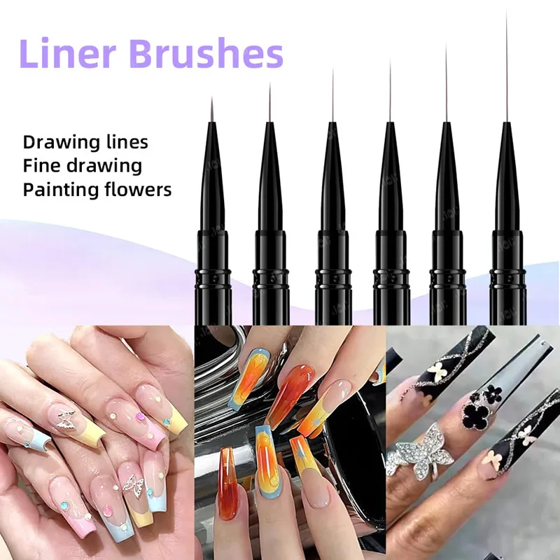 6/9/12/15/18/25mm Color Gradient Metal Handle Art Liner DIY Painting Brush Drawing Lines Stripe Flower Painting Pen