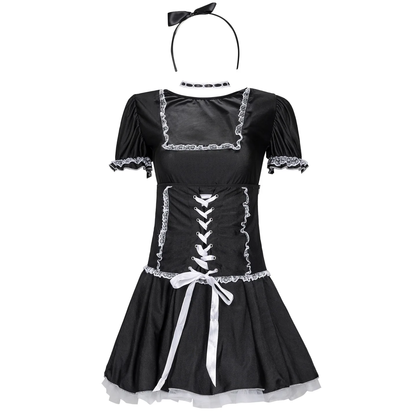 Meid Cosplay Uniform Voor Vrouwen Kant Tule Jurk Sexy Knecht Schort Jurk Exotische Kleding Halloween Feestkostuum