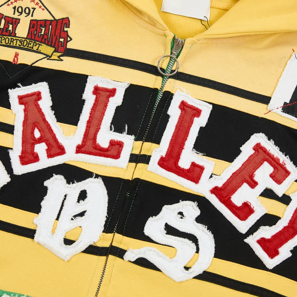 Y2k Streetwear Zip Up Hoodies with Letter Embroidery Hiphop Street Style Heavy Weight Cotton Distressed Patchwork Casual Hoodies