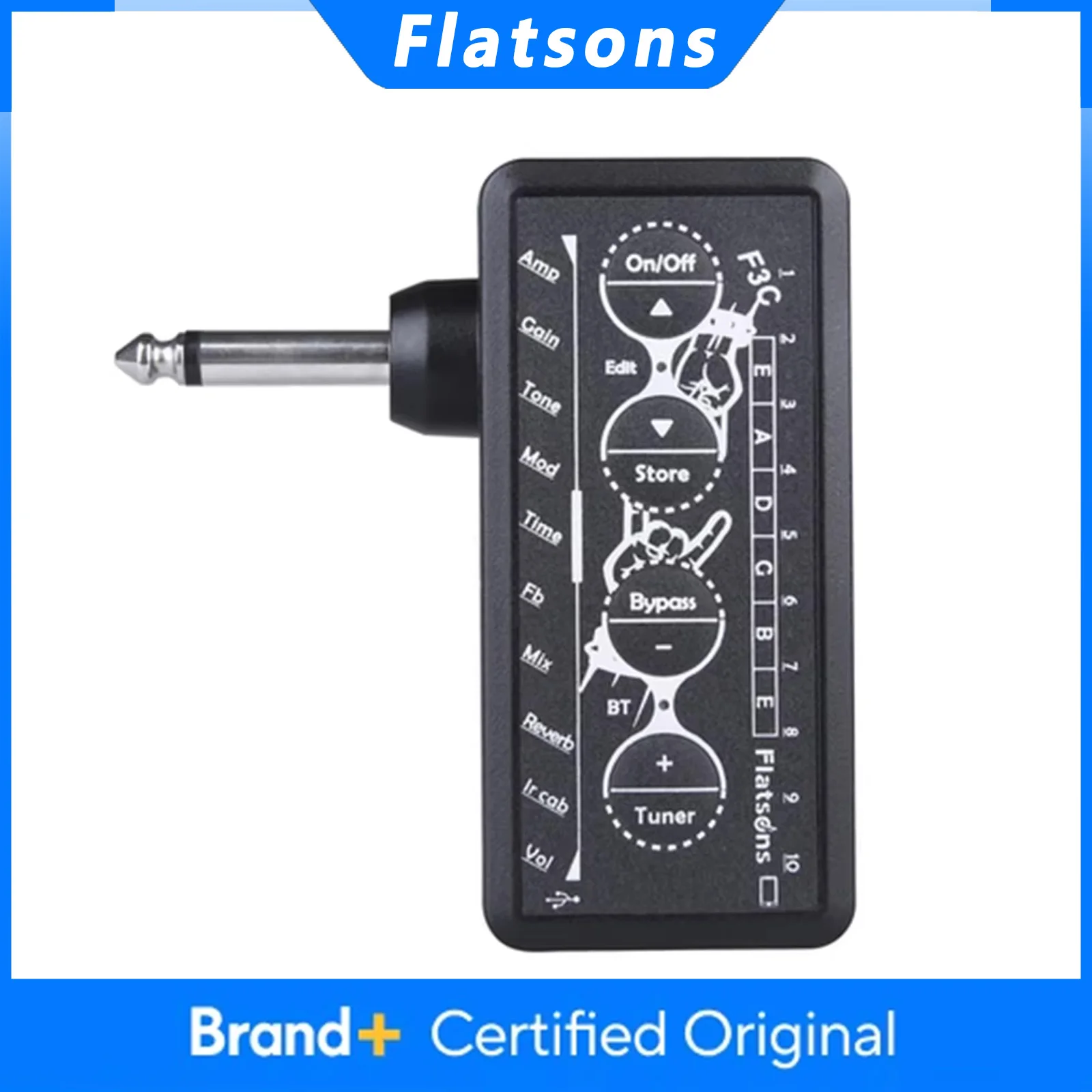 

Портативный усилитель для наушников Flatsons F3C для гитары и баса, мини-усилитель, аудиотюнер, гитарные аксессуары