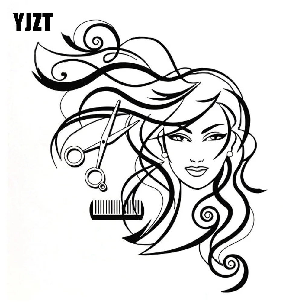 YJZT 15.2CM*17.7CM Fashion Hairdressing Hair Beauty Salon Vinyl Car Stickers