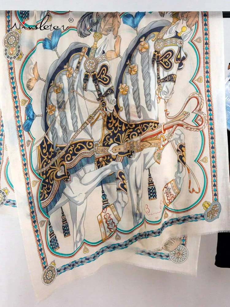 

Winsleter-Women 100%Wool Elegant Long Scarf, 200*100CM Print, Mom Gift Luxury Temperament Shawl Scarves, 2025 Winter A5N016CC