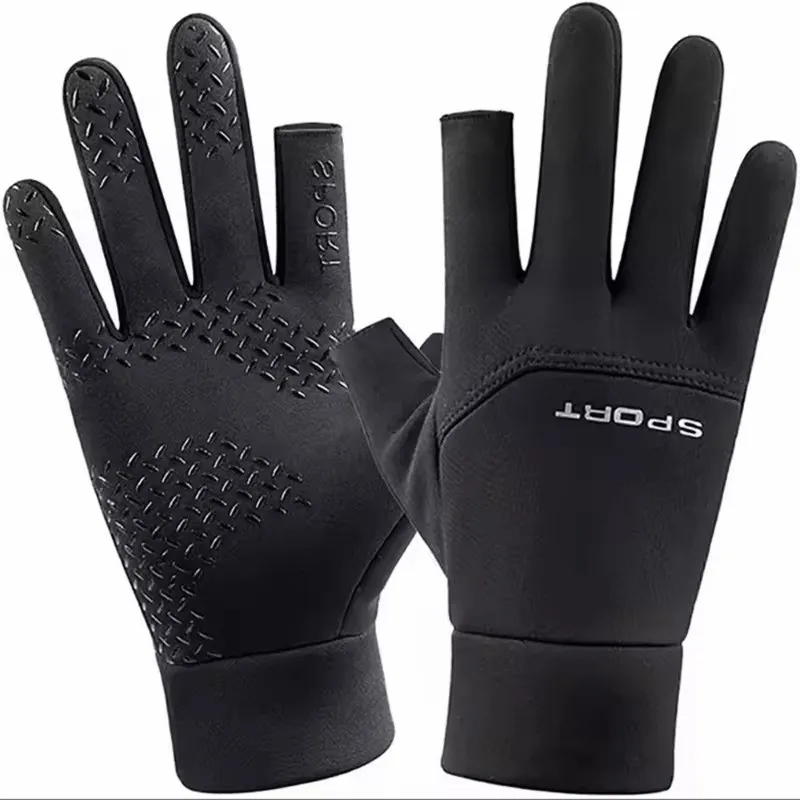 Winter Warm Half-Finger Cutout Gloves, Anti-Slip Sports Gloves for Outdoor Activities, Unisex for Men & Women