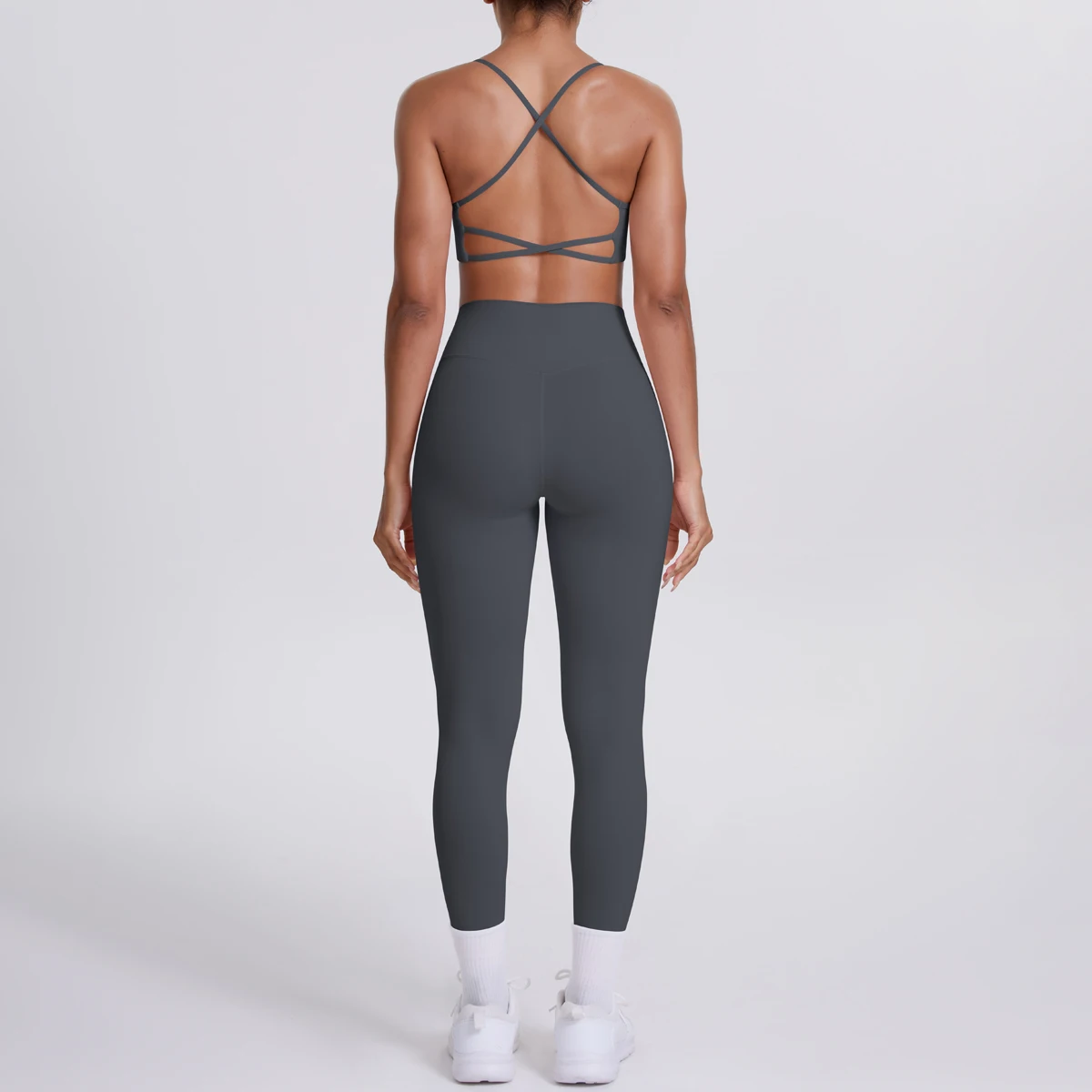 Yoga-Anzug, Sport-Set, Fitnessstudio, nahtlos, stoßfest, Sport-BH, Damen, hohe Taille und Hüften, eng, pfirsichfarbene Gesäßhose, Damen-Sportbekleidung – Detail 20