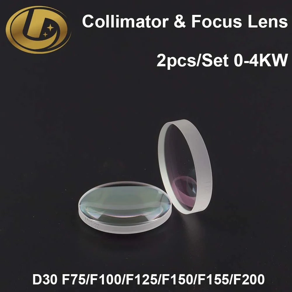 Fiber Laser Collimator & Focus Lens Quartz Fused Silic Dia30 F75/F100/F125/F150/F200 2Pcs/Set For Raytools WSX Bodor Laser Head