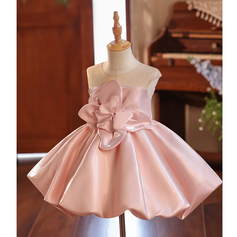 New Girls Cute Pink Birthday Party Princess Ball Gown Children Fashion Wedding Piano Performance Dress g285
