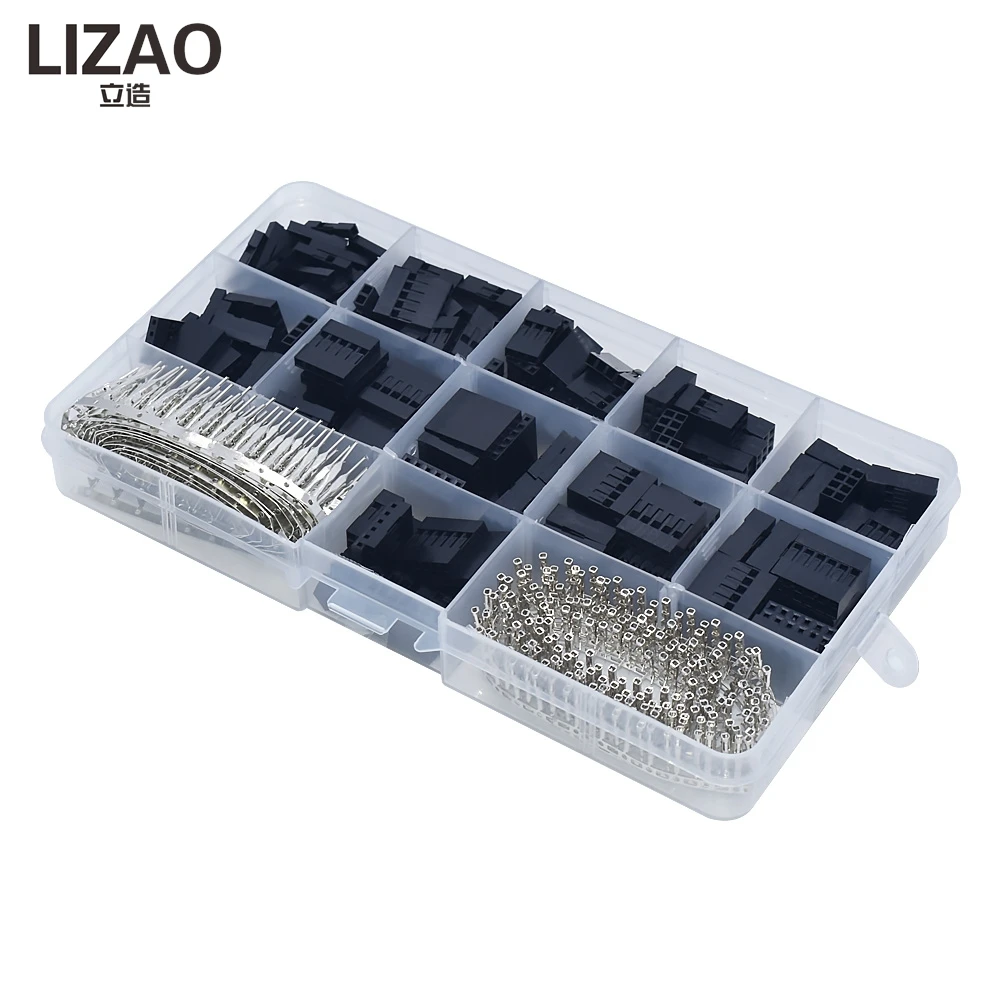 LIZAO 2.54mm Single & Double Row DuPont Plastic Shell Jumper Header Connector Housing with Crimp Terminal Assortment Kit for DIY