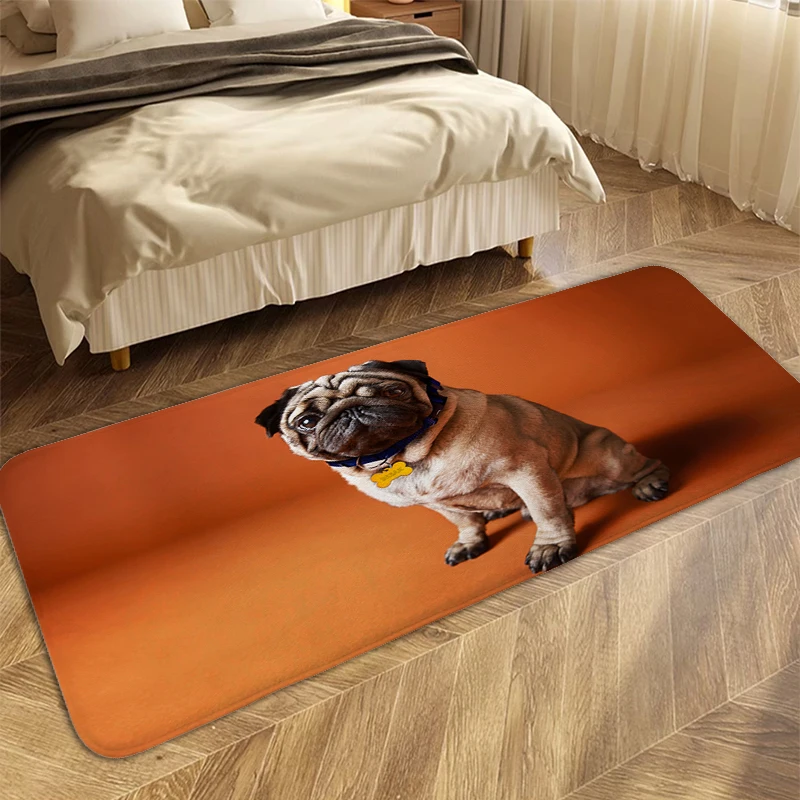 Pug Dog Cute Bathroom Foot Mat Anti Slip Carpets for Living Room Custom Bedroom Sleeping Room Rugs Soft Doormat Entrance Door