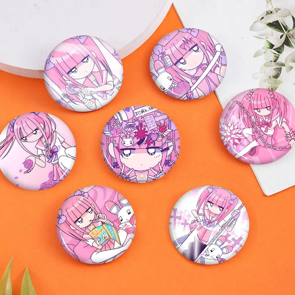 

Металлический значок ручной работы Menhera Chan с персонажами комиксов, 58 мм, милый аниме-значок-иконка для рюкзака, одежды, украшения на грудь, подарки