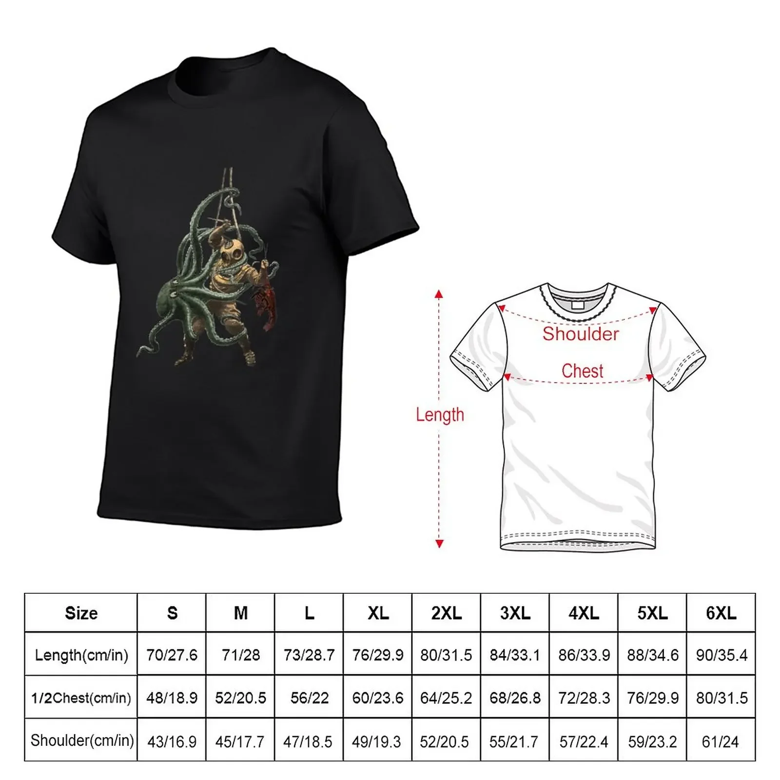 New Vintage Helmet Diver with a Lobster and an Octopus T-Shirt blank t shirts mens t shirt graphic