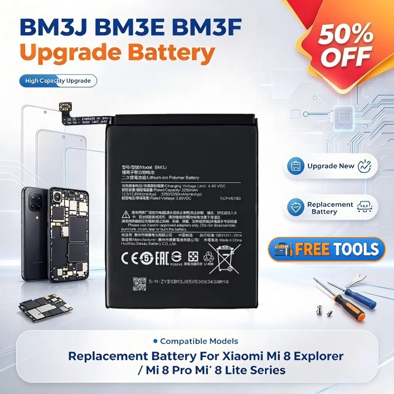 Upgrade New BM3J BM3E BM3F Battery for Xiaomi Mi 8 Explorer / Mi8 Pro Mi8 Lite Mobile Phone Batteries Fast Shipping with Tools