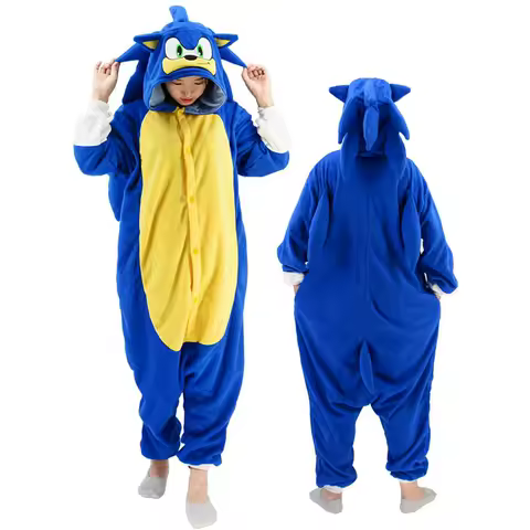 Women Men Cute Sonic Anime Cosplay Costumes Animal Kigurumi Cartoon Onesies Pajamas Jumpsuits For Christmas Halloween Party