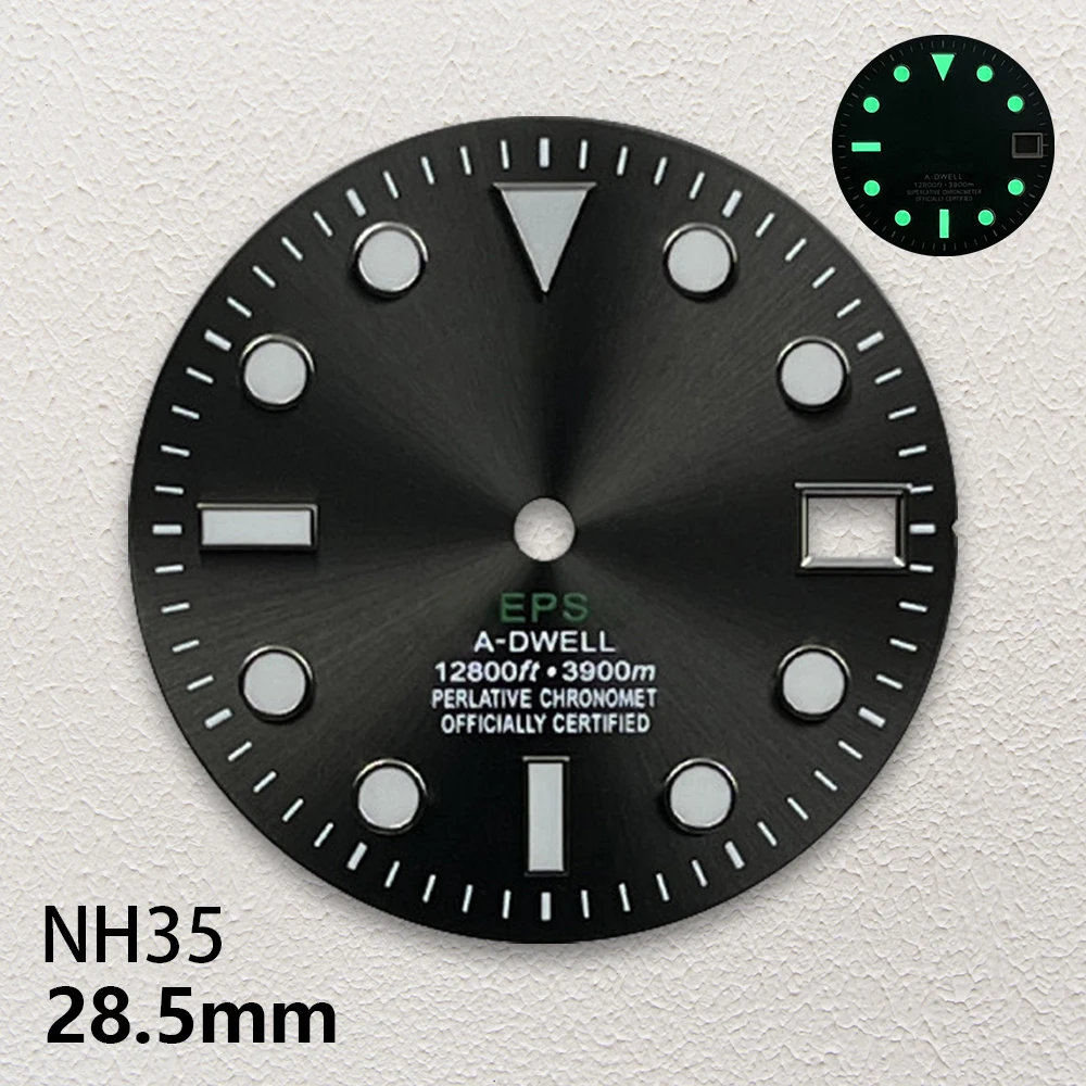 Mostrador de mergulho gradiente com logotipo s, 28.5mm, ajuste nh35/nh36/4r/7s, movimento verde luminoso, acessórios de modificação de relógio de alta qualidade