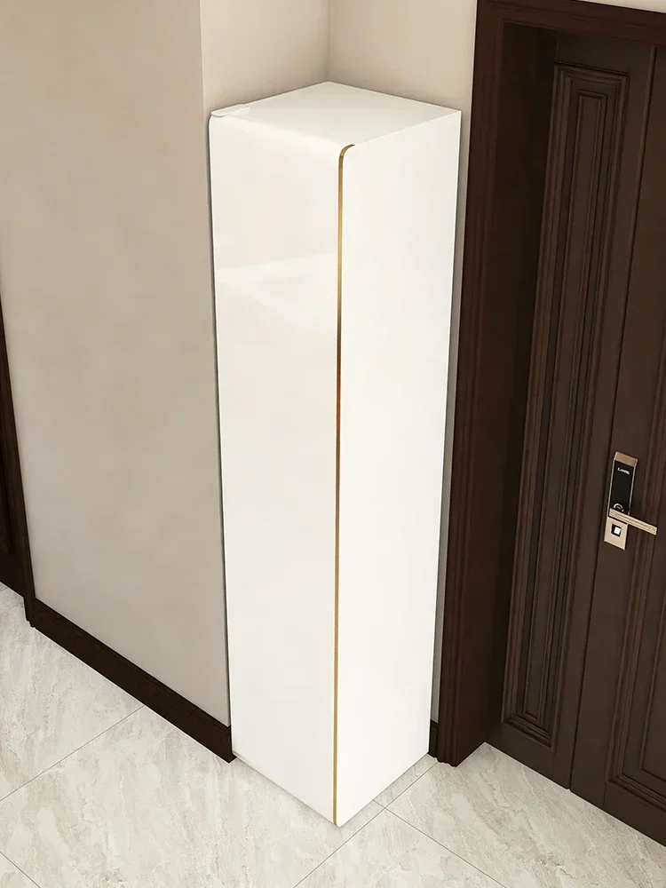 Large-capacity porch entrance building with narrow storage at the door of home, steel shoe cabinet against the wall