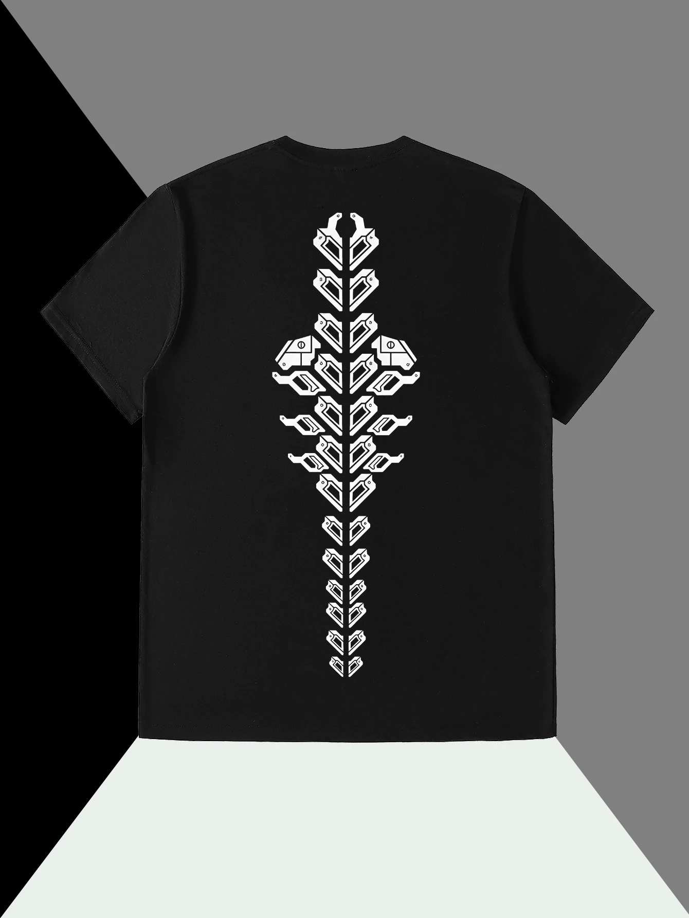 Men's Graphic T-Shirt – Mechanical Spine Back Print – Cyberpunk Techwear Streetwear Short-Sleeve Tee  Unisex Streetwear Shirt