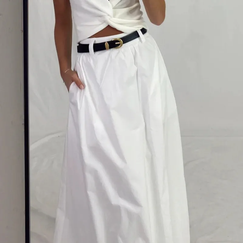 

French Cotton Half-length Skirt 2026 Spring and Summer Commuter Style Loose High-waisted A-shaped Skirt