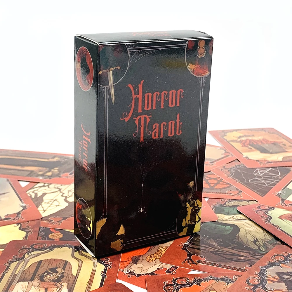Baralho de tarô de terror, jogo completo de cartas de tarô de adivinhação da fortuna em inglês para iniciantes, adequado para jogo de tabuleiro de reunião familiar