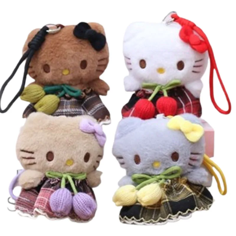 1개 헬로키티 봉제 인형 키체인 만화 배낭 장식 귀여운 장난감 가방 펜던트 소녀 선물