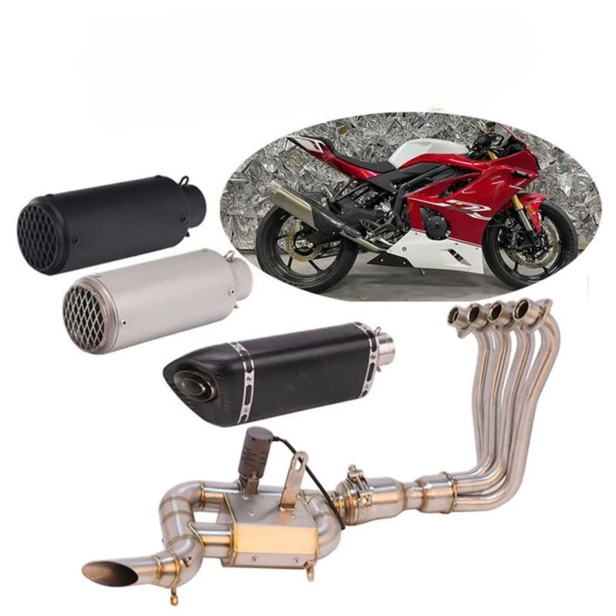 KYMCO 450RR Motorcycle Exhaust Pipe Front Section Original Look Valve Tail Muffler