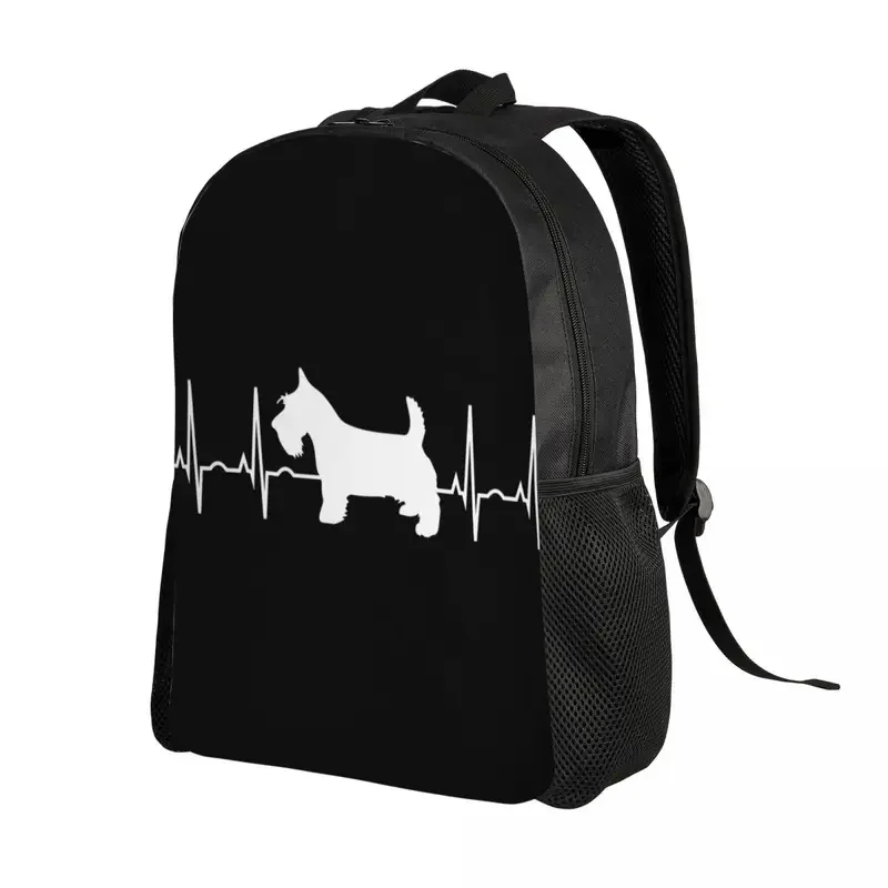 Scottish terrier dog heartbeat laptop backpack men women basic bookbag for school college student Scottie bag