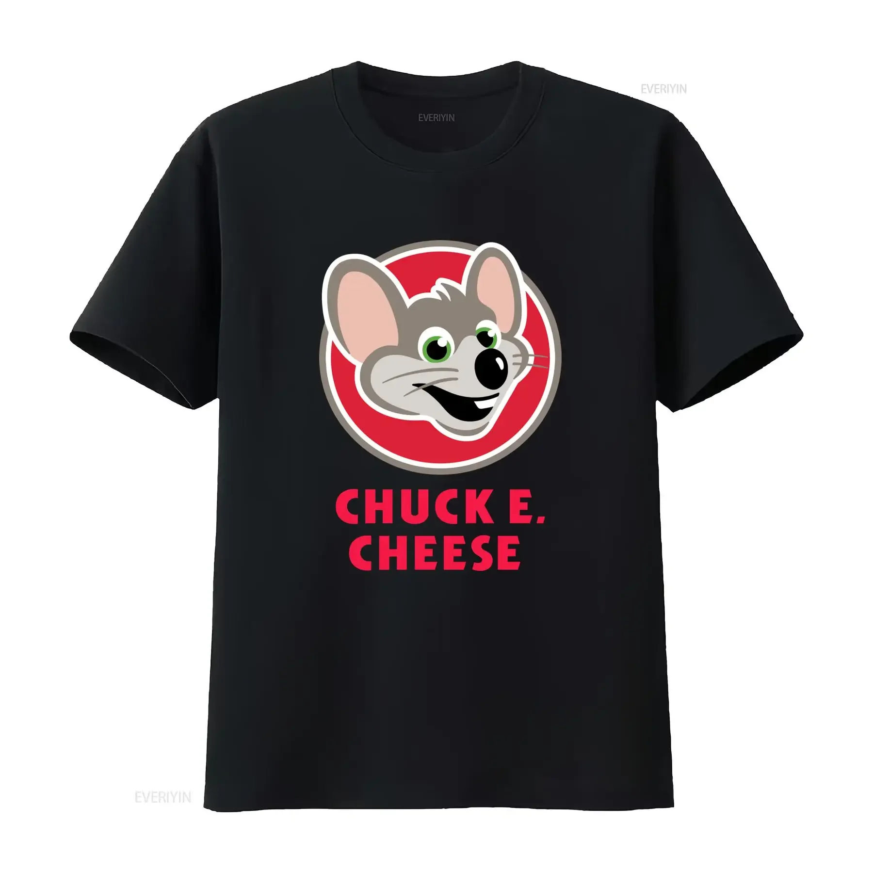 Chuck E Cheese Restaurant Men's Black T Shirt Size S 5XL Cute Mouse Design vintage Washed designer clothes Stretched streetwear