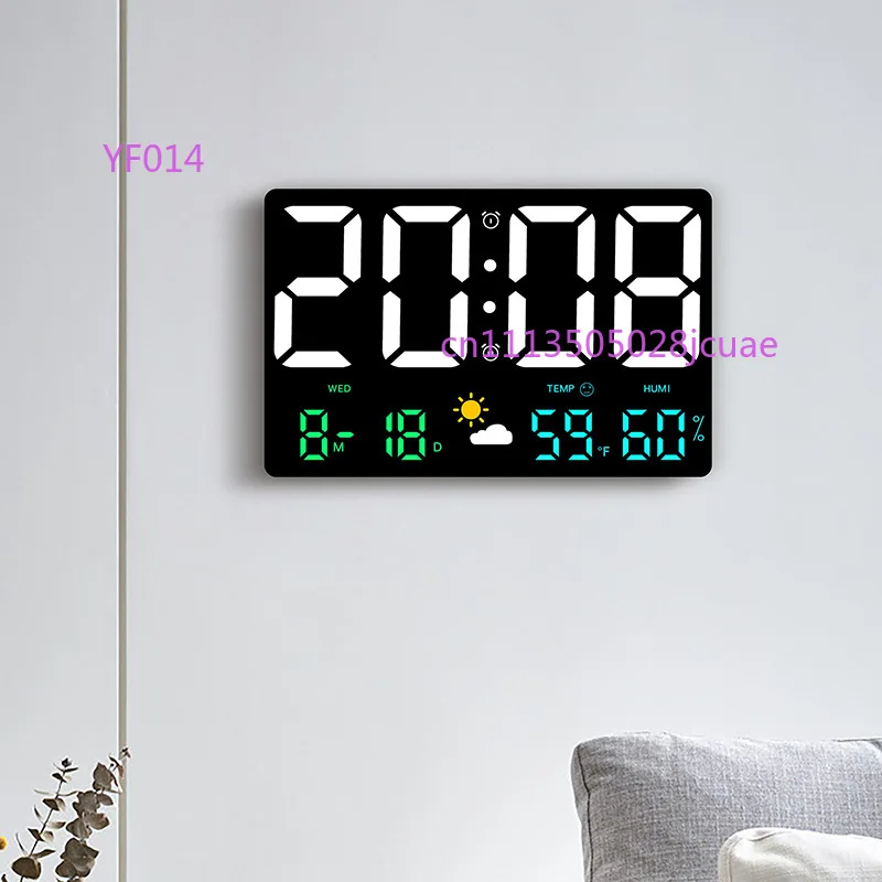 Large-screen Wall Clock, Barometric Pressure Sensing Temperature Humidity Weather Clock, Multifunctional Color Weather Clock