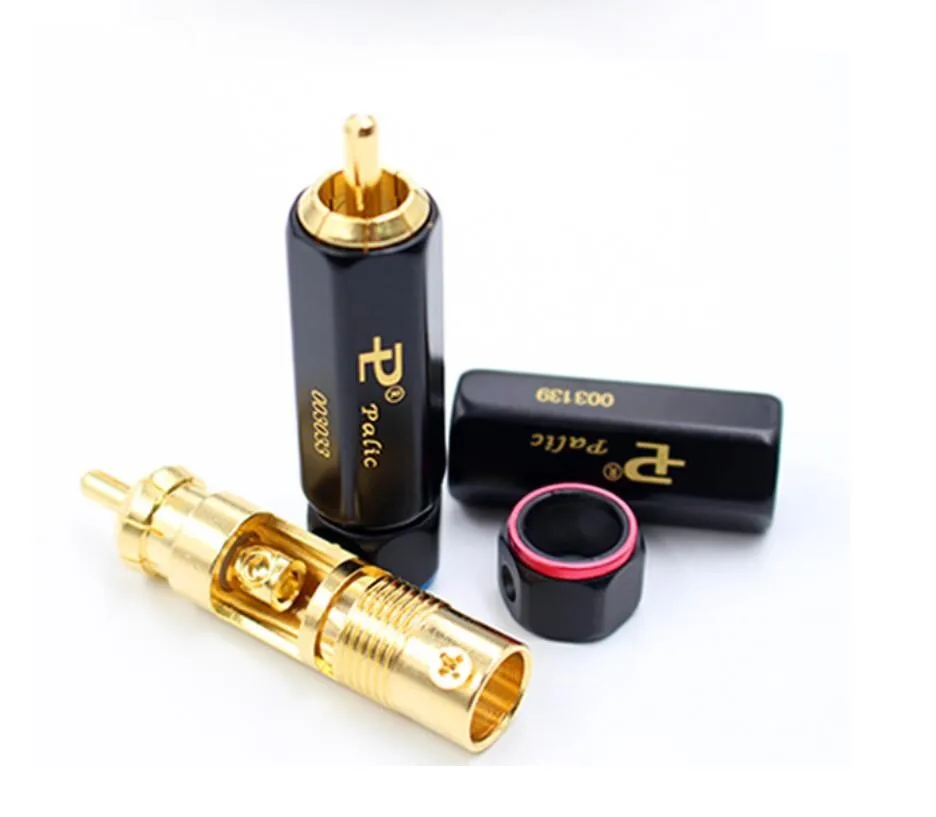 4pcs Gold Plated RCA Male Plug RCA Plug Video Locking Cable Connector for Coaxial Cable Balck Red Wholesale