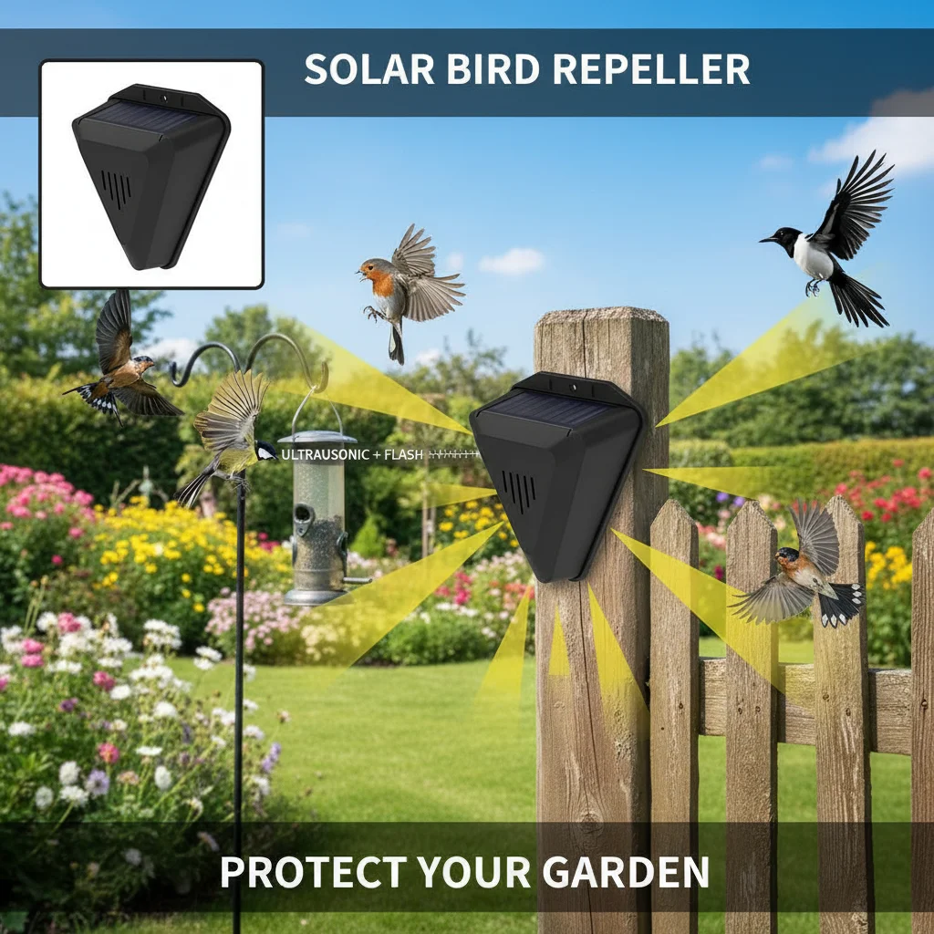 Repelente Ultrasónico de Animales y Aves con Energía Solar, Alarma para Roedores y Jabalíes con Sonido y Luz, Protección Ecológica para Exteriores