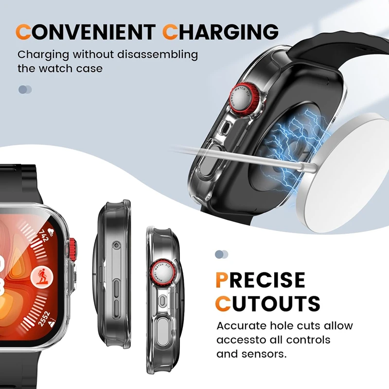 Huawei Watch Fit 3/4/4 Pro用強化ガラス+ケース、スクリーンプロテクターフレームバンパーカバー、Huawei Watch Fitシリーズ3 4 4Proケース