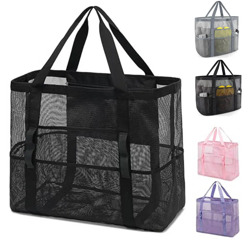 Strandtasche, Schuhe, Badeanzug, Reisetasche für den Strand, multifunktionale Netz-Umhängetasche zum Schwimmen, große Reise-Strandtasche für die Aufbewahrung am Pool, wasserdichte, sanddichte