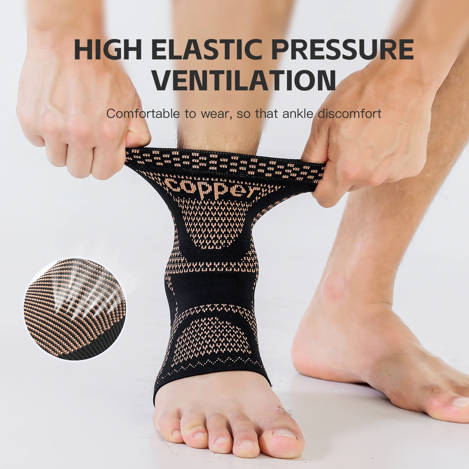 Adjustable compression copper fiber ankle support, suitable for men and women, running, hiking, basketball, ankle support, sport image 2