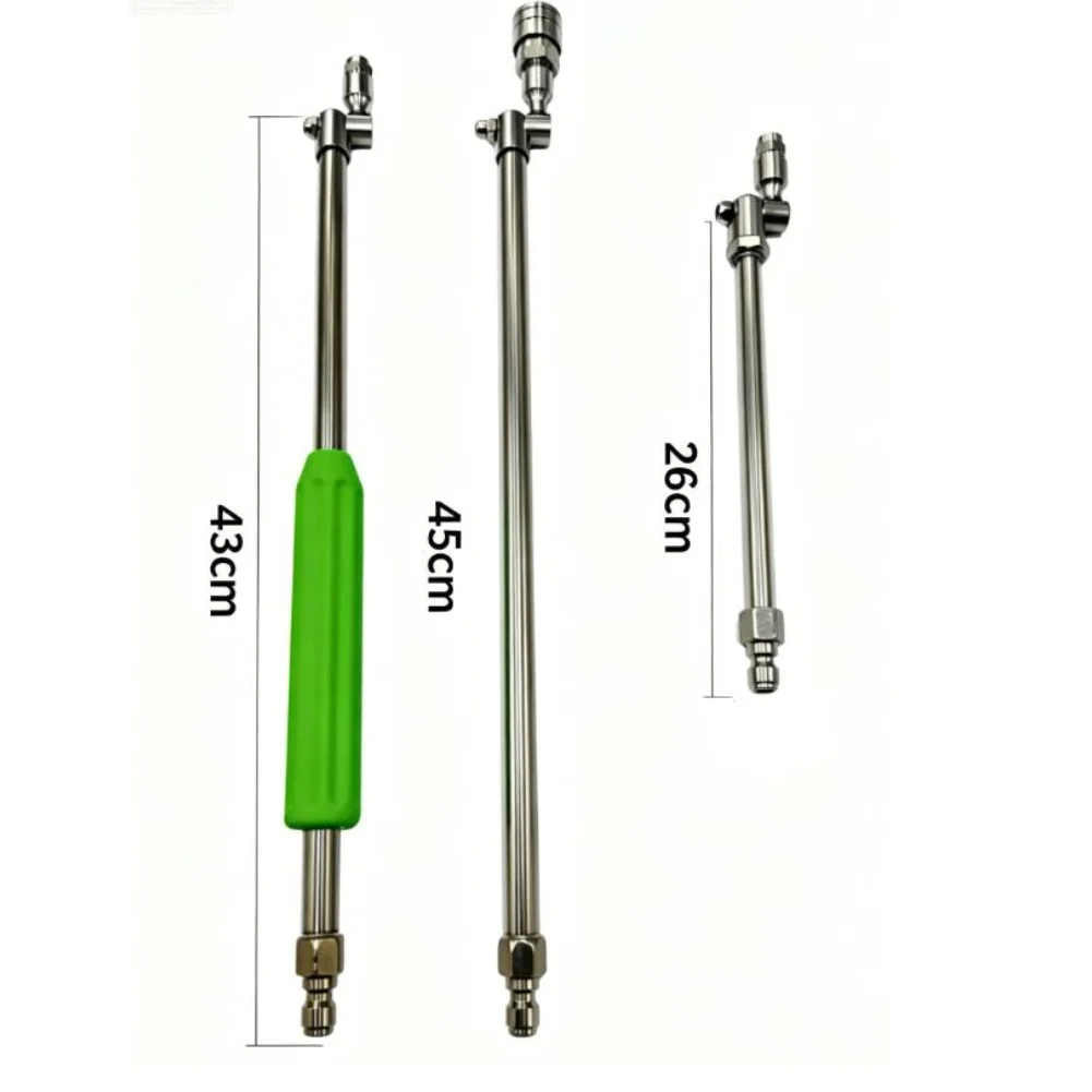 Stainless Steel Extension Wand Compatible with Standard High Pressure Washers and Featuring Adjustable Rotating Nozzle