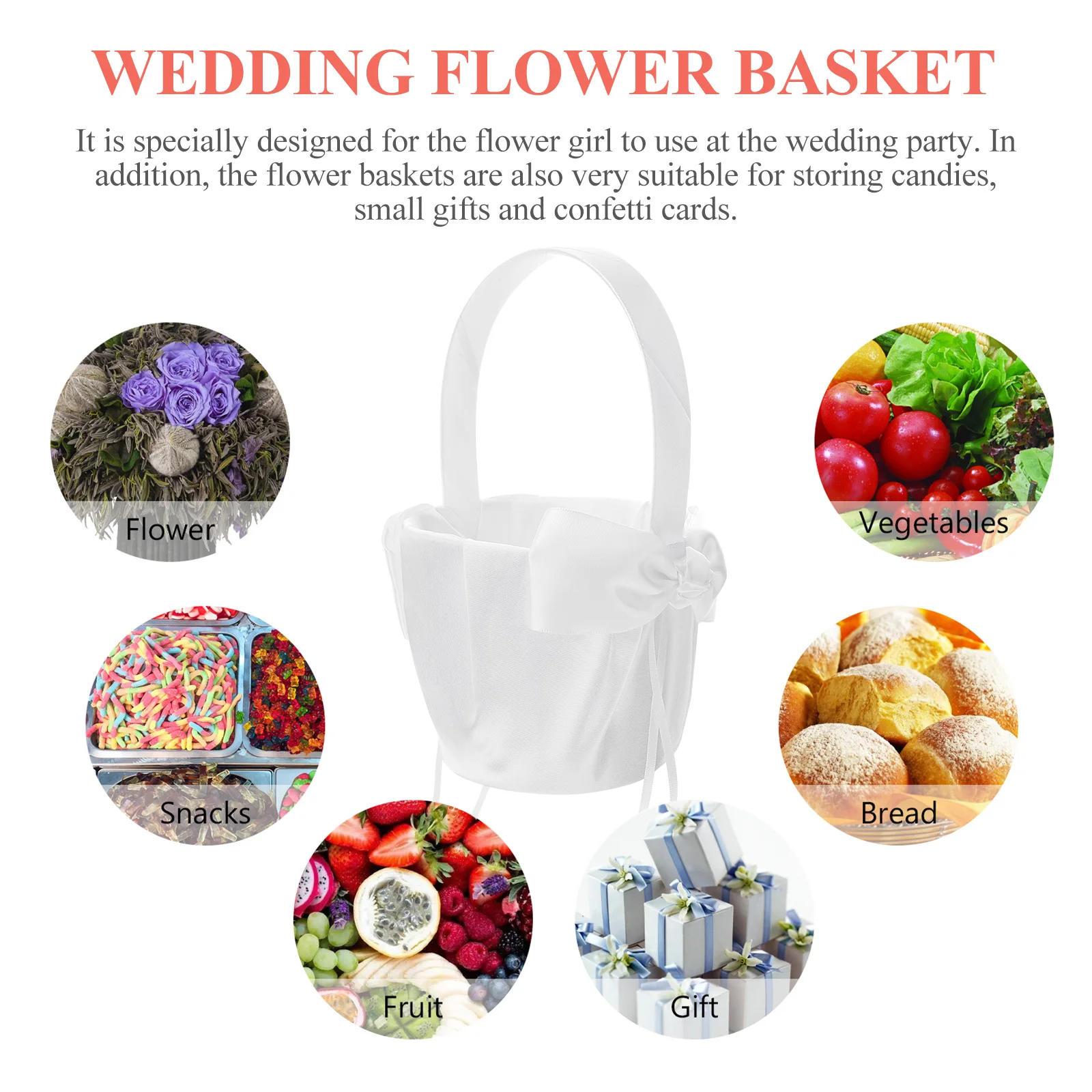 

1Pcs Beautiful Lace Flower Girl Basket Wedding Flower Basket Storage