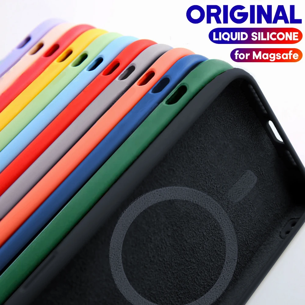 Na magnetyzm jabłkowy oryginalny futerał magnetyczny z płynnego silikonu etui Iphone 14 13 12 Mini 11 Pro Max X Xs Xr 7 8 Plus Se 202 flokowanie