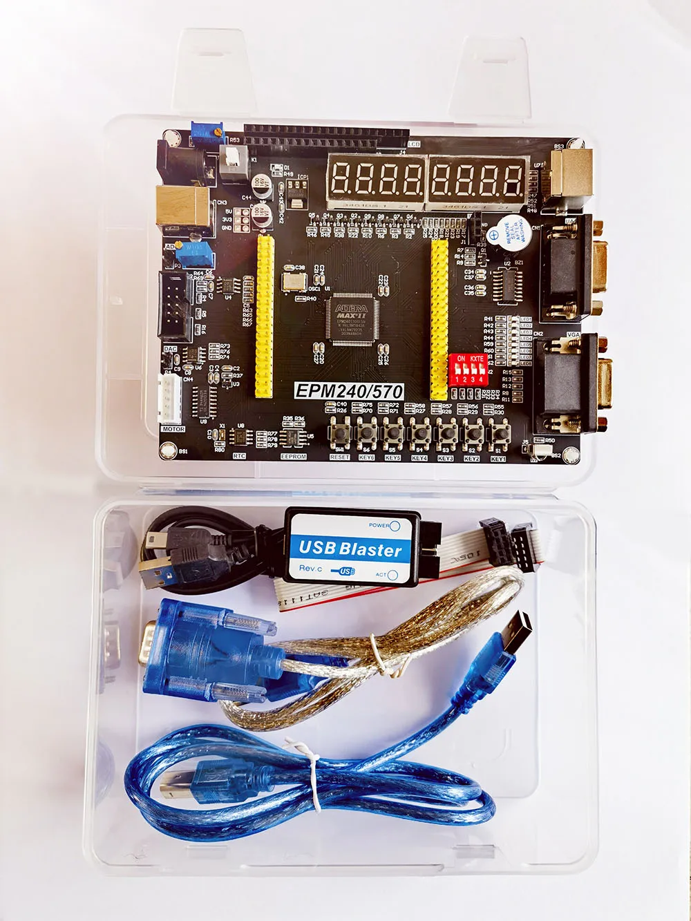 

Educational Pocket FPGA CPLD Altera EPM240 EPM570 Board and Programmer with AD/DA Stepper-Motor Infrared-Receiver UART PS2 VGA