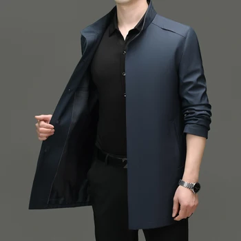 High End Anti Wrinkle New Brand Business Casual Fashion Slim Fit Trench Coats Spring Autumn Overcoat Long Jacket ​​Outercoat 5