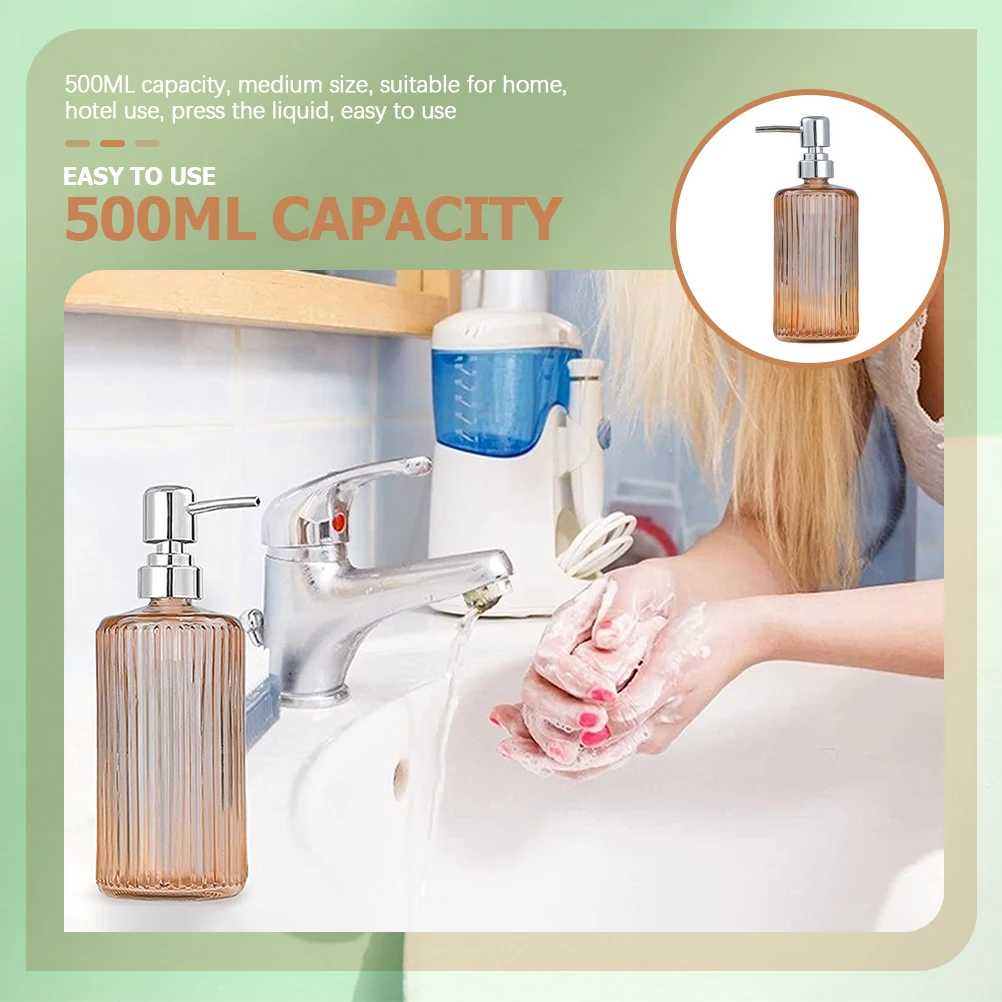 

3Pcs 500Ml Glass Dispenser Bottle with Pump for Shampoo Hand Soap Lotion Refillable Bathroom Kitchen Sink Organizer Decor