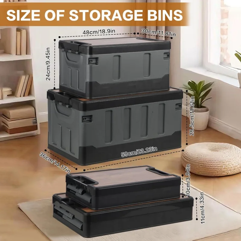 Plastic Car Trunk Storage Box Travel Multi-Purpose Foldable Double Tier Portable