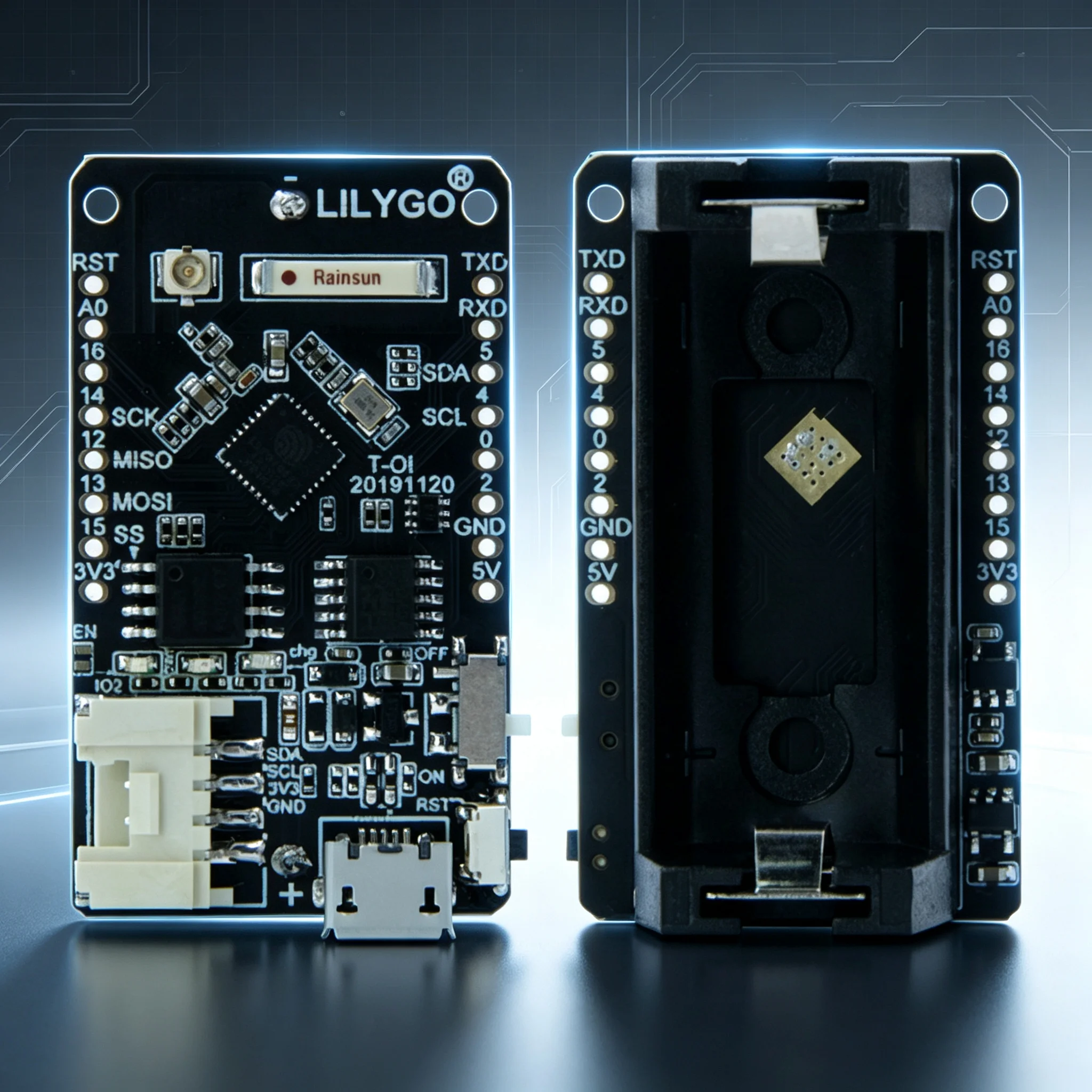 LILYGO T-OI ESP8266 WiFi Development Board, Built-in 16340 Rechargeable Battery Holder, 4MB Flash, Compatible with MINI D1