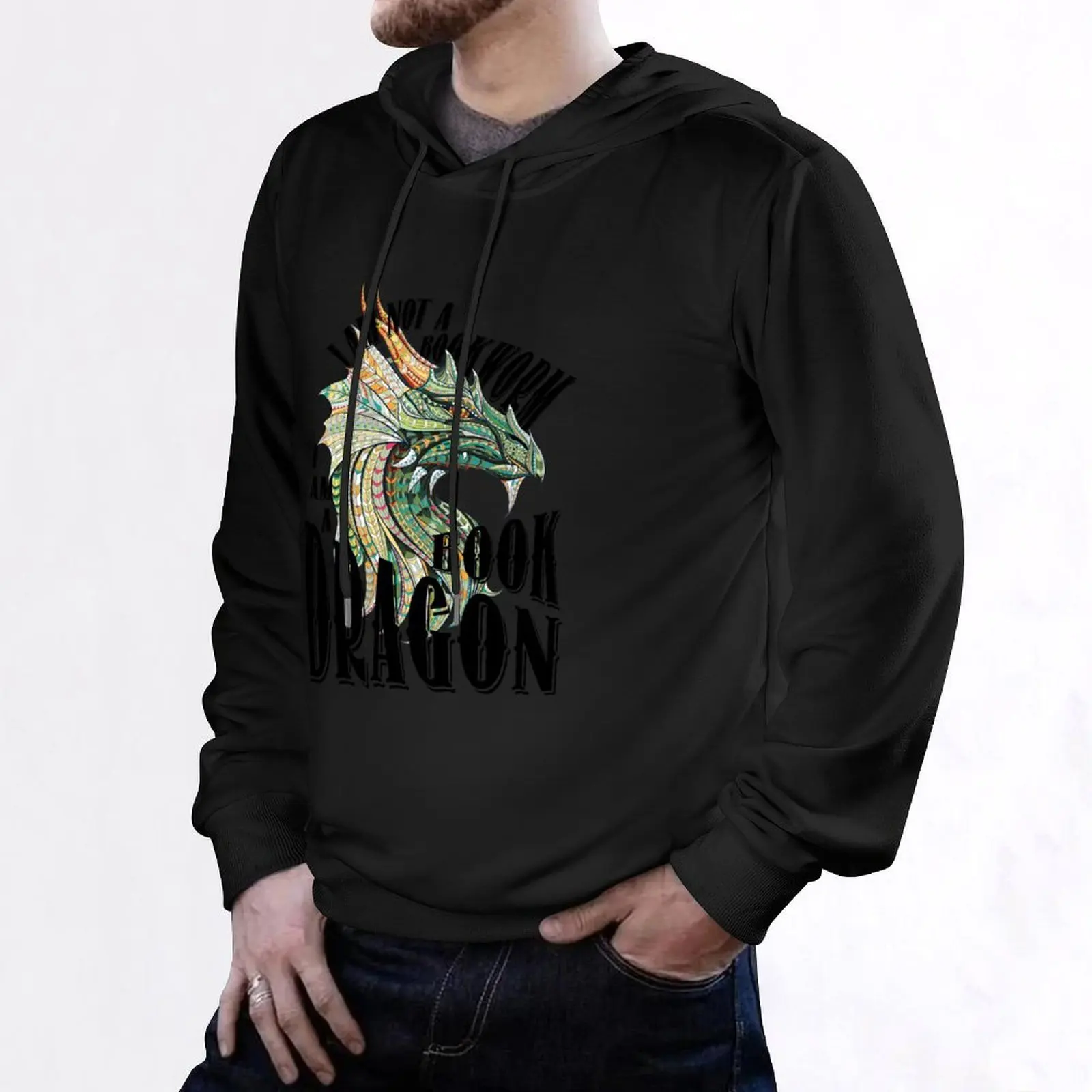 I'm a Book Dragon Hoodie japanese style winter clothes fashion men blouse hoodie for men