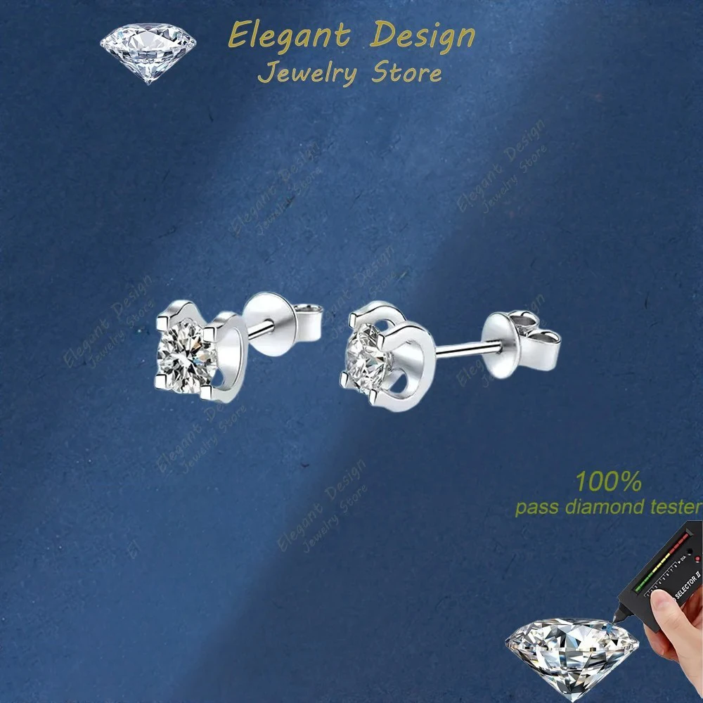 

Birthday Gift 0.5/1CT Moissanite Diamond Women Milgrain-edge Earrings Platinum PT950 Girl Engagement Daughter Wedding Jewelry
